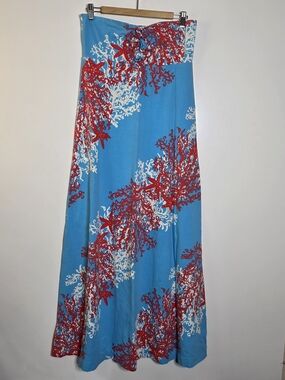 Lilly Pulitzer Jules Strapless Maxi Dress in a bright blue/pink floral print Lar
